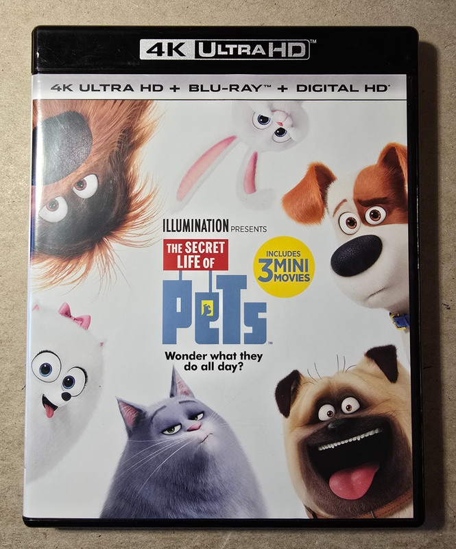 The Secret Life Of Pets (2016) BLU-RAY/DVD with 4k Box/Art LIKE NEW -NO 4k Disc