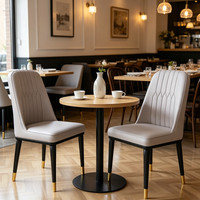 2X Upholstered Dining Chairs Faux leather Padded Seat Metal Legs Kitchen Home UK