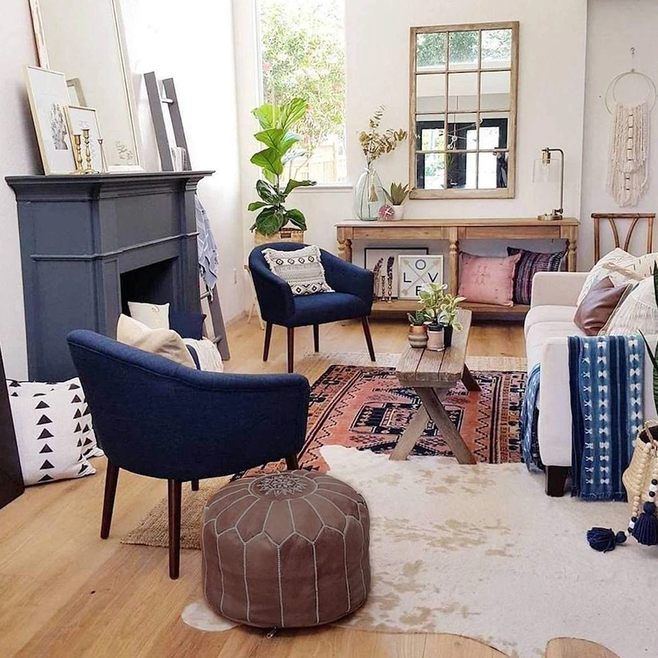 Pufe redondo de couro genuíno sem enchimento - escabelo otomano marroquino, apoio para os pés C... - Imagem 2 de 4