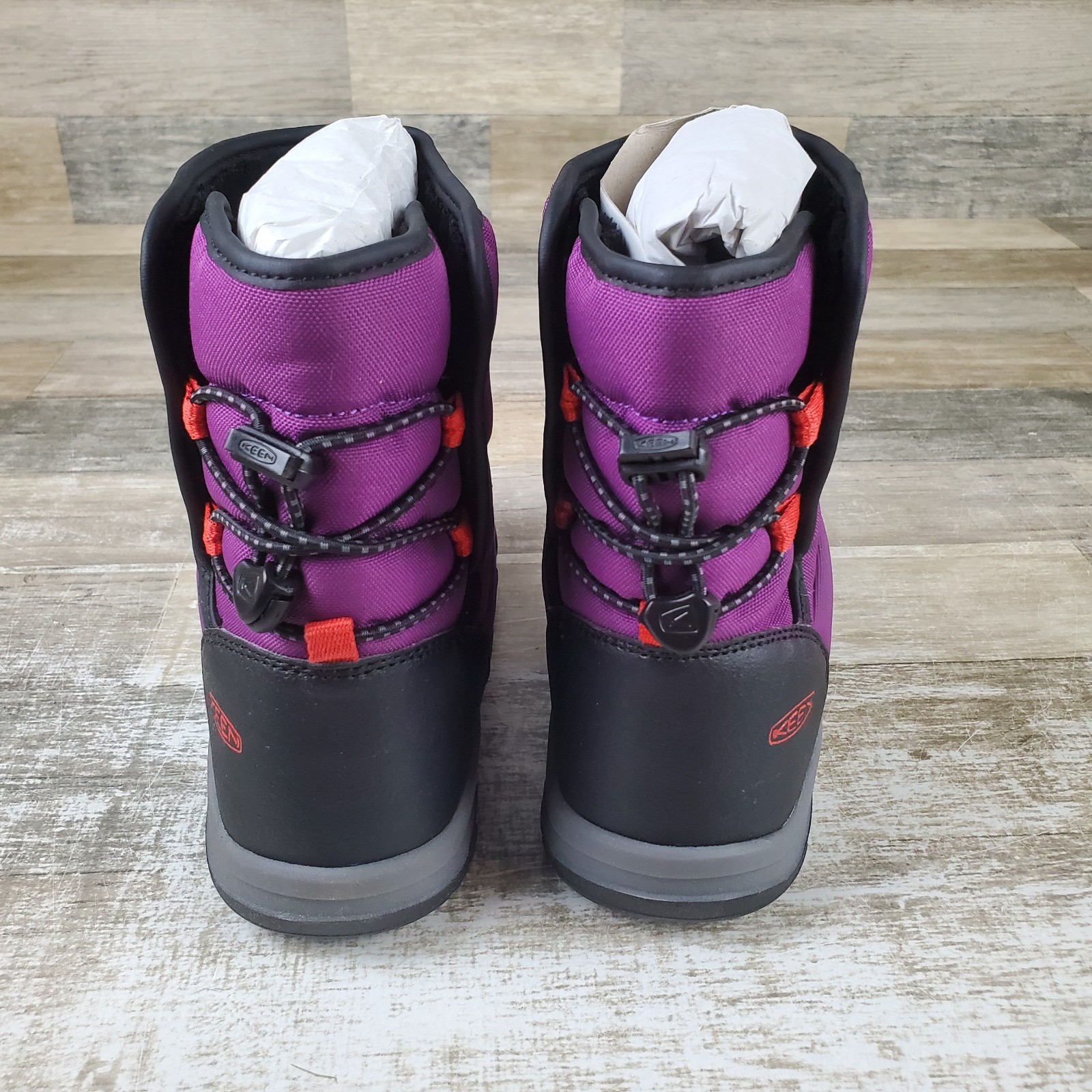 Stivali da neve KEEN Puffrider per bambini taglia 2 arancione carisma slip on alti impermeabili