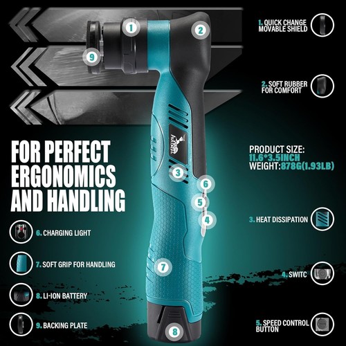 Cordless Mini Car Polisher, Fast Change 1/3inch 12mm Orbital and Rotary Small Po - Picture 2 of 9