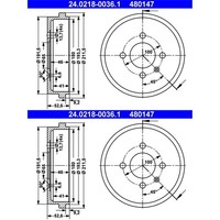 2X ATE 180,0Mm Bremstrommeln Hinten Passend FÜR VW Lupo Links+Rechts |