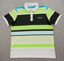 Adidas Polo Shirt Mens Large Black Blue Golf Ultimate 365 Space Striped