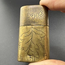 WWI Hand Made Trench Art Brass Lighter from 1916  w/Initials 📦