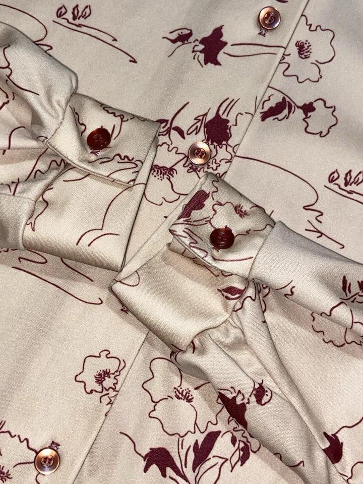 Camisa Vintage Años 60 Cuello Lazo Tipo Rayón Floral Hawai Rockabilly Abotonada Foto 3 de 4