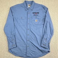 Carhartt Force FR Flame Resistant Shirt Mens L Blue PyroSafe Antex NFPA 2112 C2