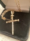 Moissanite Nail Cross Necklace~Gold Over Silver 925~With 18 In 925 G Chain — photo 3
