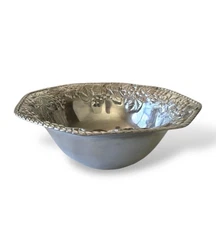 Lenox Grape Weave Pewter Aluminum Metal Octagonal Salad Serving Bowl Large