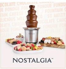 Nostalgia 4 Tier Electric Chocolate Fountain Machine for Parties-NEW Silver Base