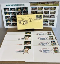 MLB First Day of Issue Postage Stamp Lot-ALL-STARS & BASEBALL’S LEGENDARY FIELDS