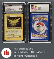 1999 Pokemon Unlimited Fossil Zapdos Holo 15/62 Error Holo Pattern CGC 10 POP 18