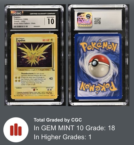 Zapdos (Unlimited) graded CGC 10 for sale on eBay