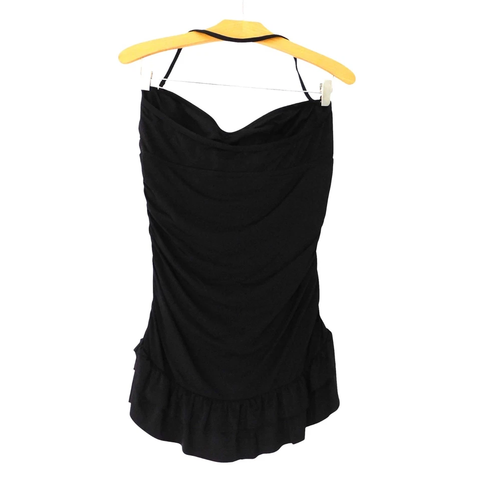 Kenneth Cole Swimsuit 1 piece attached Dress Black Removable Strap Pinup Sz L - Image 4 of 4