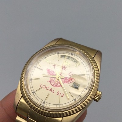Jules Jurgensen TWU Local 513 Mens Watch 34mm Gold Tone Day Date New Battery Men main image 4