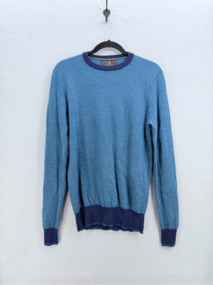 Robert Talbott Mens Blue Merino Wool Made in Italy Knitted Pullover Sweater Smal