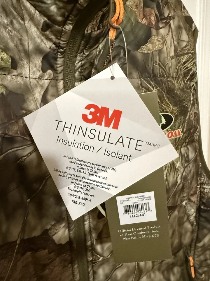 Mossy Oak Breakup Infinity puffer vest, mens size large (42-44), brown camo - Image 2 of 2