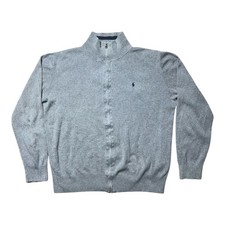 Polo Ralph Lauren Kids XL 18-20 Gray Full Zip Mock Neck Sweater Pony Logo