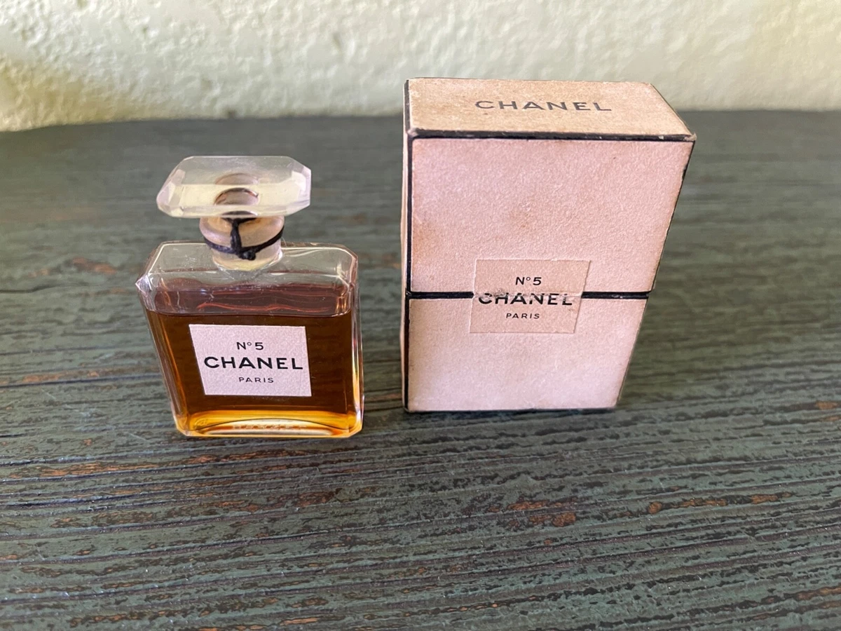 CHANEL No 5 Vintage Extrait TPM perfume bottle with original box. Almost  Full.