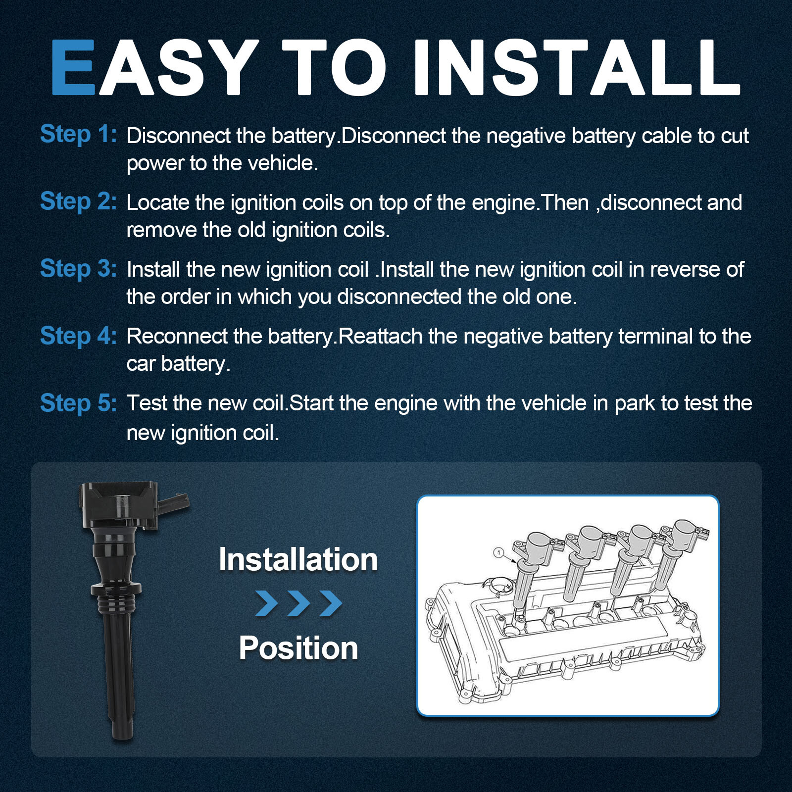 ECCPP 6 Ignition Coils For 14-19 Land Rover Range Rover Sport 18-20 Velar 3.0L