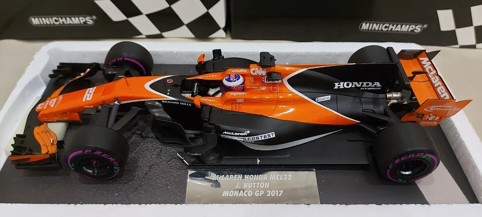 F1 McLaren Honda MCL32 Jenson Button Monaco Gp 2017 1:18 Minichamps - Image 2 of 4