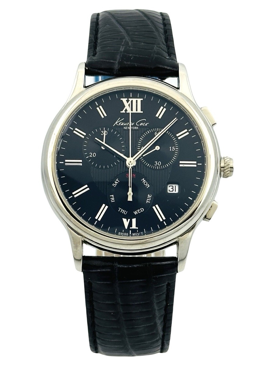 コアカリ・マスター Kenneth Cole Swiss KS1020 Unisex Chronograph Black Lizard Leather