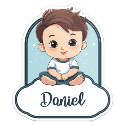 Daniel Vinyl Sticker Decal With Crown & Old English Font | Choose Size & Color