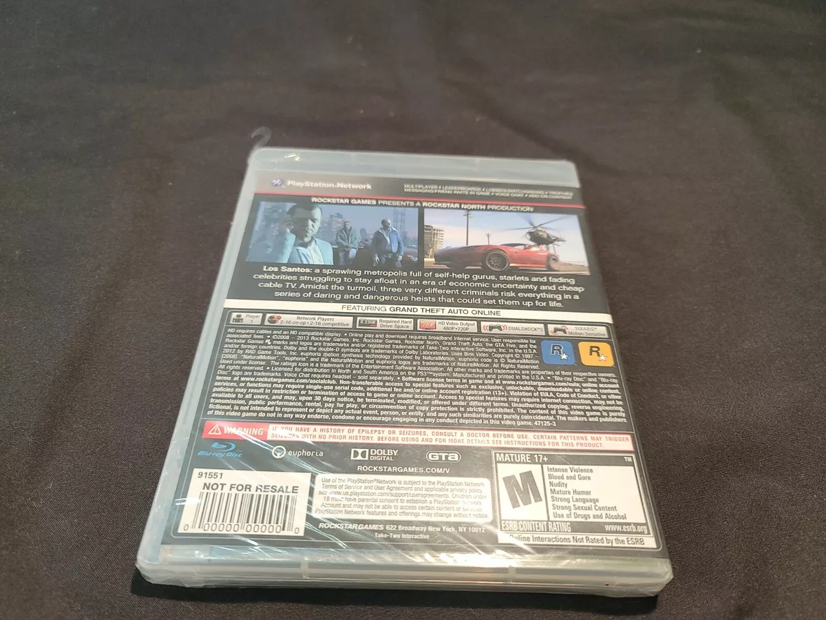 Grand Theft Auto V PS3 GTA 5 Not For Resale Sealed Rare