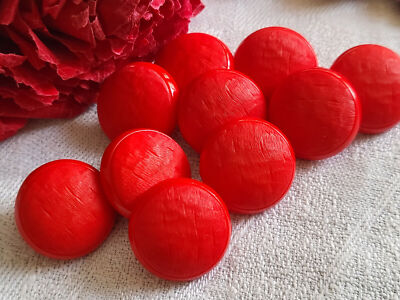 Lot De 8 Ou 10 Boutons Vintage Rouges Bombés - Tailles 1,7 Cm Et 2,2 Cm - Mercerie Rétro Ref 3278