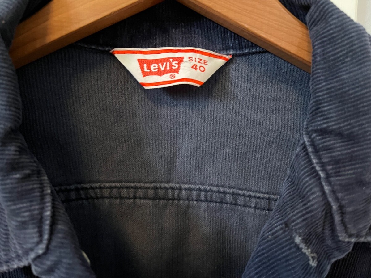 Vintage 60s /70s Levis Corduroy Trucker Jacket Blue Mens 40 Made