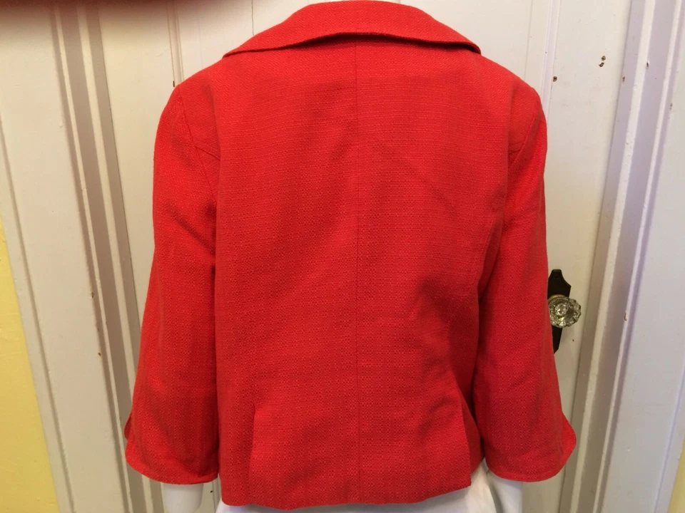 East 5th Button Front Lined 3/4 Sleeve Boucle Jacket SIZE Large Coral - Image 4 of 4