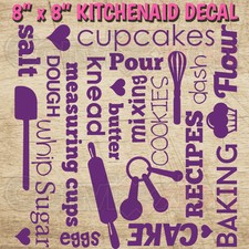 Kitchenaid Mixer Decal Wrap 8" x 8" Sheet Baking Subway Words Quote