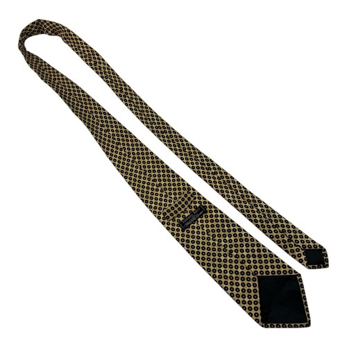 Stefano Ricci Pure Silk Designer Tie Gold Black Blue Circle Pattern 3.75” x 60” - Picture 4 of 5