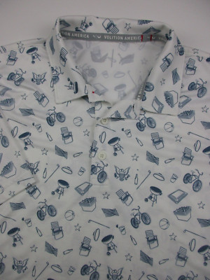 Mens Medium Puma Volition Block Party polo shirt white golf 