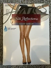 Hanes Silk Reflections Non-Control Top Reinforced Toe 716 AB Barely Black  