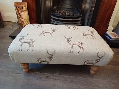 Stag Pattern Footstool footstool stag fabric made by me in my Derbyshire workshop. Very strong ...