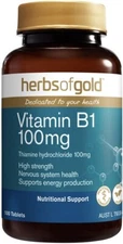 Vitamin B1 100mg 100 Tabs Herbs of Gold x 3 Pack