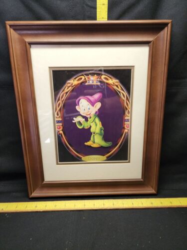Disney Dopey Dwarf Lihograph WOOD FRAMED UNDER GLASS Ready 2 Display - Picture 1 of 2