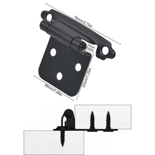 20x 1/2" Overlay Partial Wrap Kitchen Cabinet Hinges Self Closing Cabinet Hinge - Picture 14 of 17