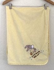 Baby Looney Tunes Tweety Bird Bugs Bunny Yellow Crib Blanket Satin Back  Trim