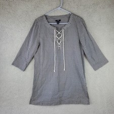 GAP Shirt Dress Womens S Blue Tunic Tie Front Long Sleeve Semi-Sheer 100% Cotton