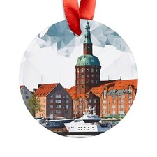 KIEL GERMANY City View, German Travel, Personalized Round Acrylic Ornament Gift