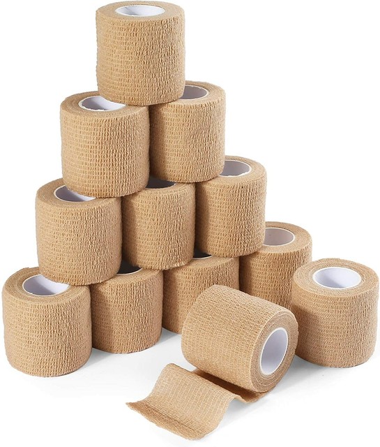 12 Pack SelfAdhesive Cohesive Wrap Bandage 2 Inch x 5 Yards for Wrist