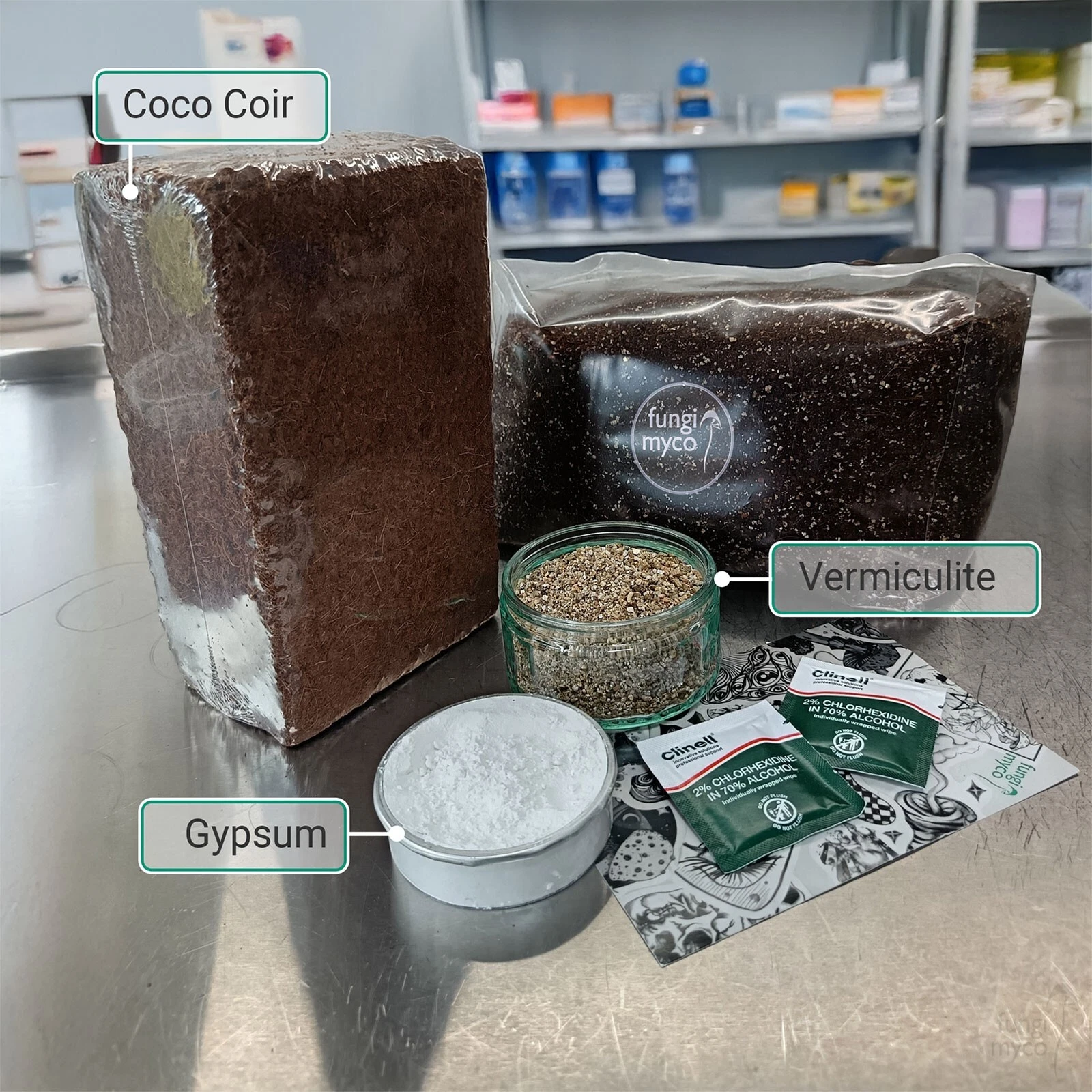 Ingredients for Beginner Mushroom Substrate