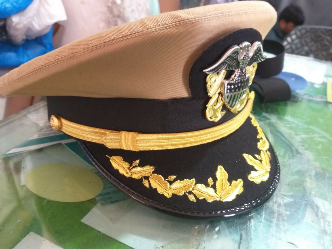 帽子 huberstore Original Emblem Cap (Navy) HAT CAP -Us Navy Officer Visor Cap, US Navy Commander