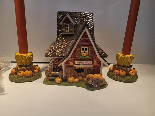 Dept 56 THANKSGIVING LIGHTED HOUSE With Candle Holders - Retired