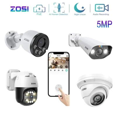 ZOSI 4MP/5MP PoE Security Add-on Camera AI Face/Vehicle Detection Night Vision