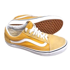 Vans Old Skool Men's 9 Yellow Gold Suede Canvas Low Top Off The Wall Skateboard