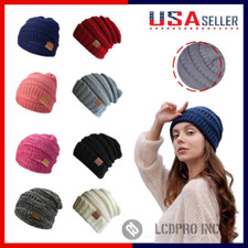 Womens Slouchy Beanie Winter Hat Cable Knit Ski Hats Warm Chunky Knitted Cap US