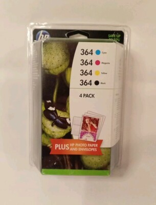Original HP 364 Tintenpatrone plus Fotopapier Umschlag alle Farben Set 4 Stück