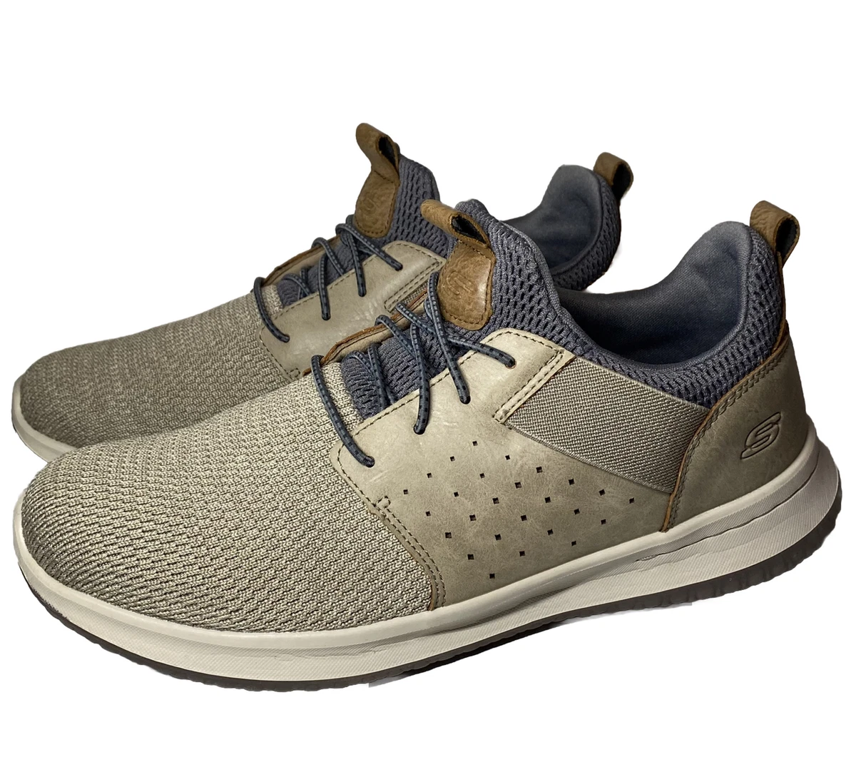 Skechers Delson Camden Slip On Shoes Men s Size 9.5 Taupe Beige